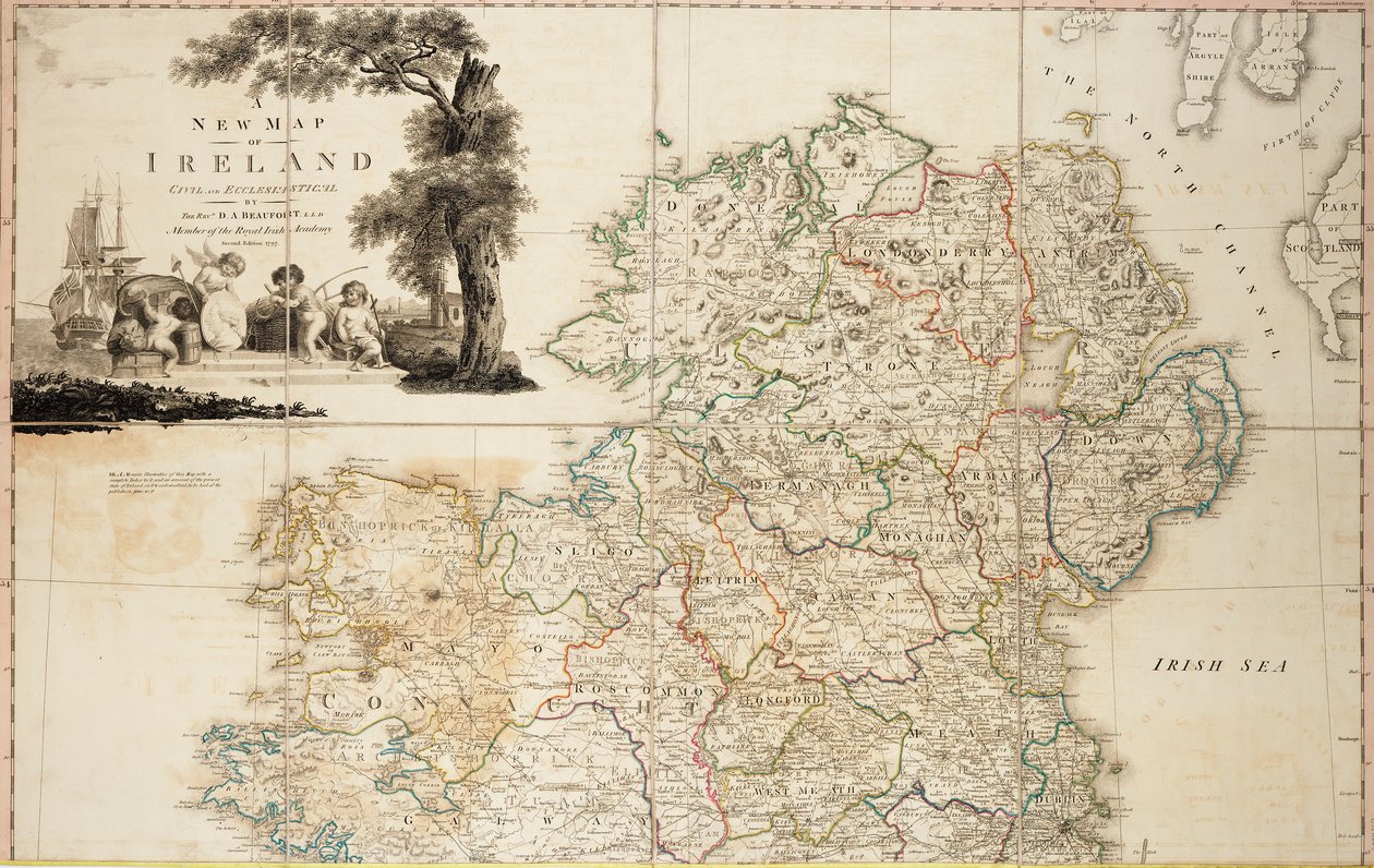 Een nieuwe kaart van Ierland civiel en kerkelijk door Daniel Augustus Beaufort