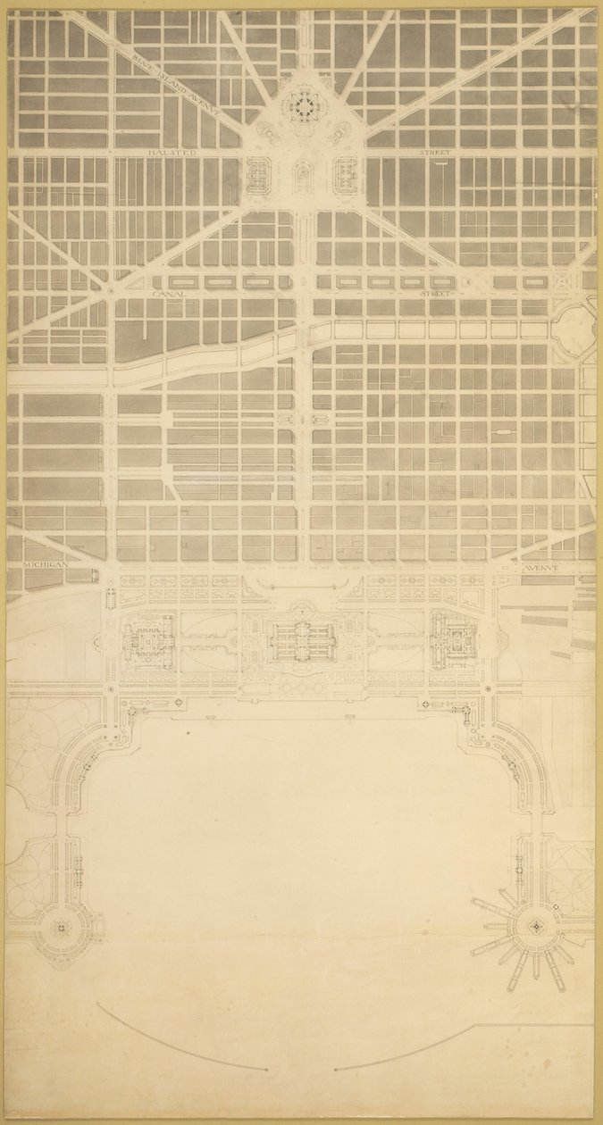 Plaat 129 uit Het Plan van Chicago, 1909: Chicago. Het zakencentrum van de stad door Daniel Burnham