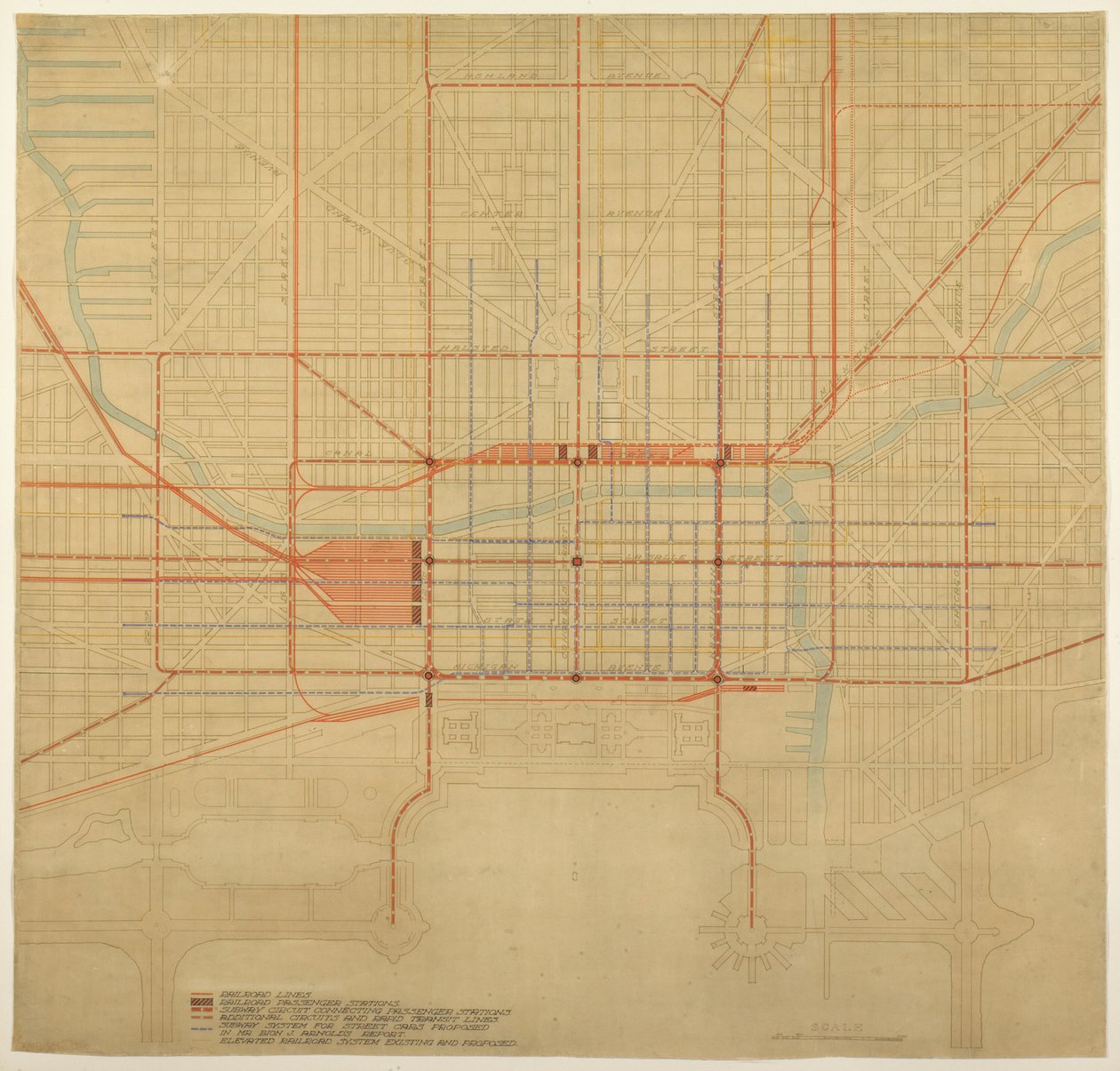 Blad 80 uit Het Plan van Chicago, 1909: Chicago. Diagram van het Stadscentrum, met de Voorgestelde... door Daniel Burnham