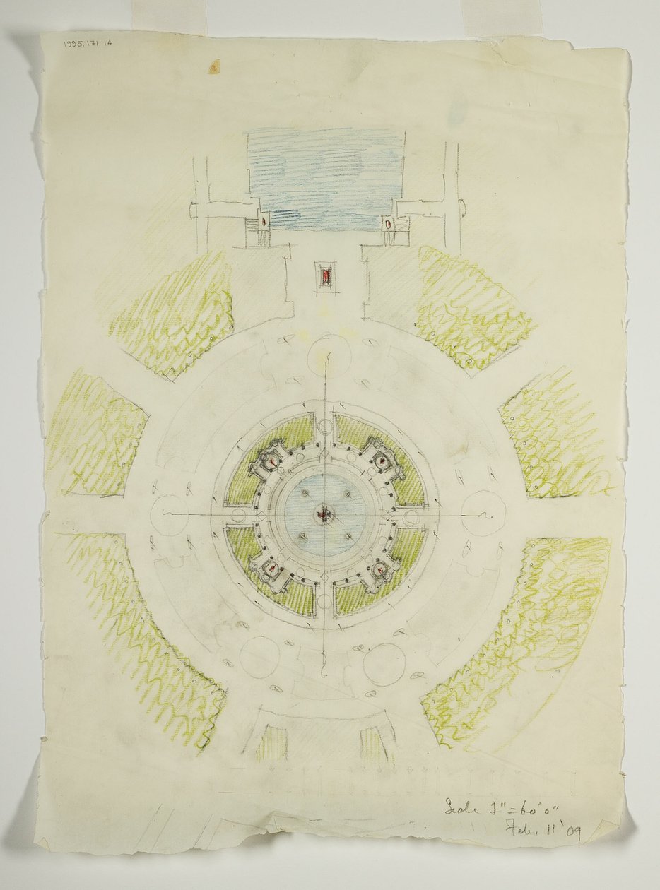 Potomac Rond Punt, Washington D.C., Circulair Zwembad Plan Schets door Daniel Burnham