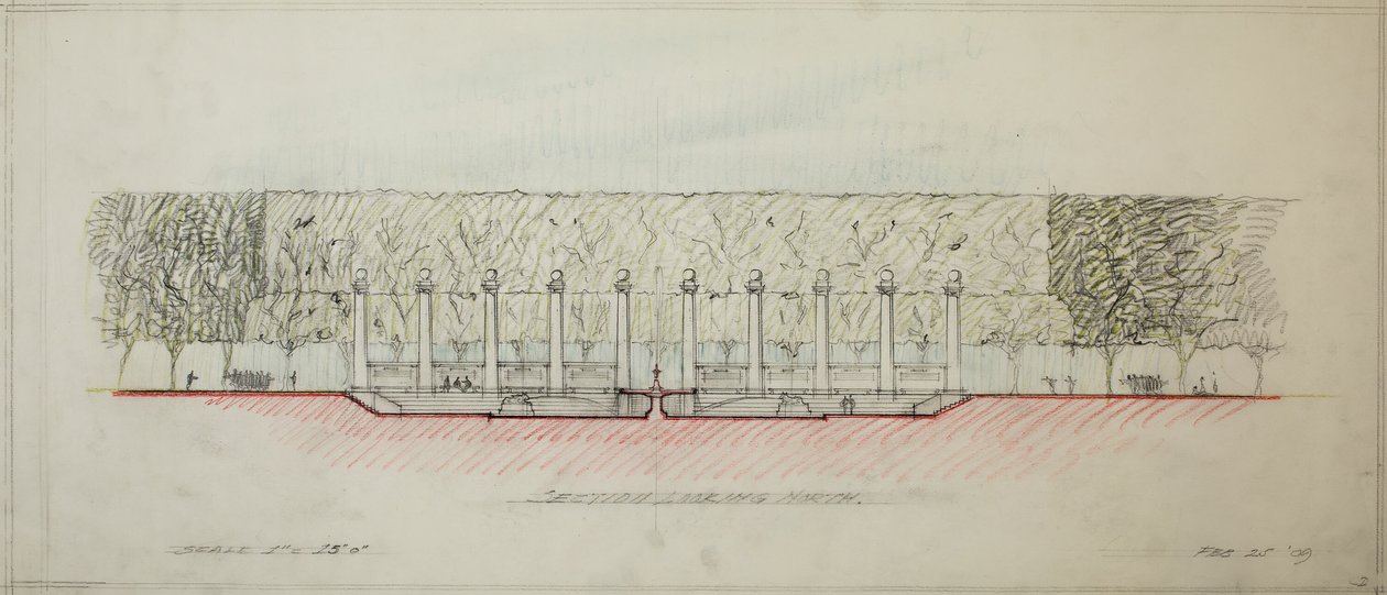 Potomac Round Point, Washington D.C., sectieschets door Daniel Burnham