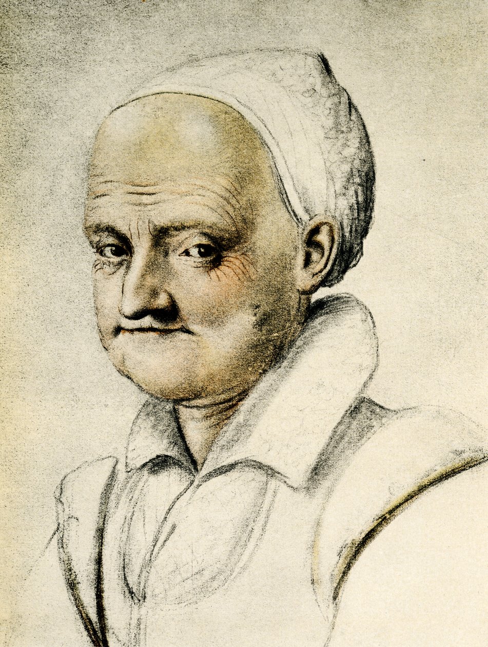 Portret van een oude vrouw door Daniel Dumonstier or Dumoustier