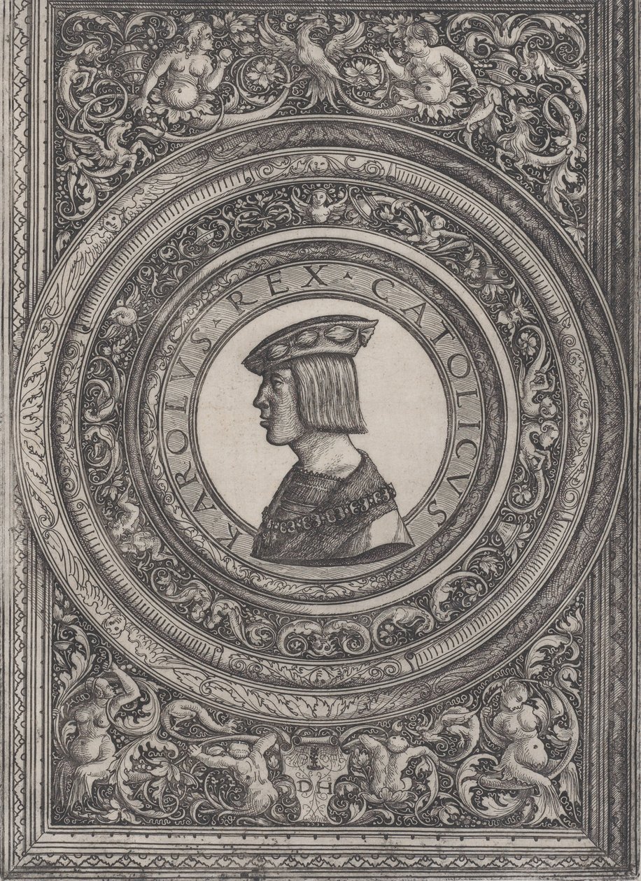 Portret van keizer Karel V door Daniel Hopfer