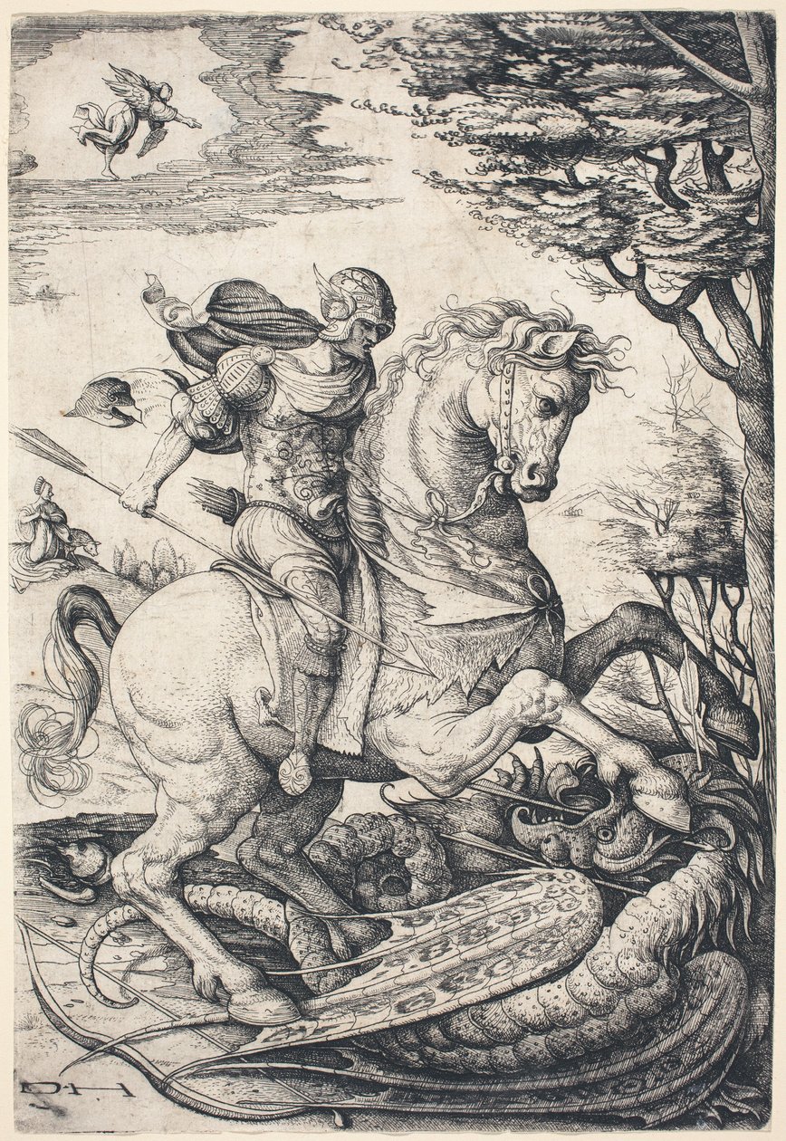 Heilige Joris te Paard die de Draak Doodt door Daniel Hopfer