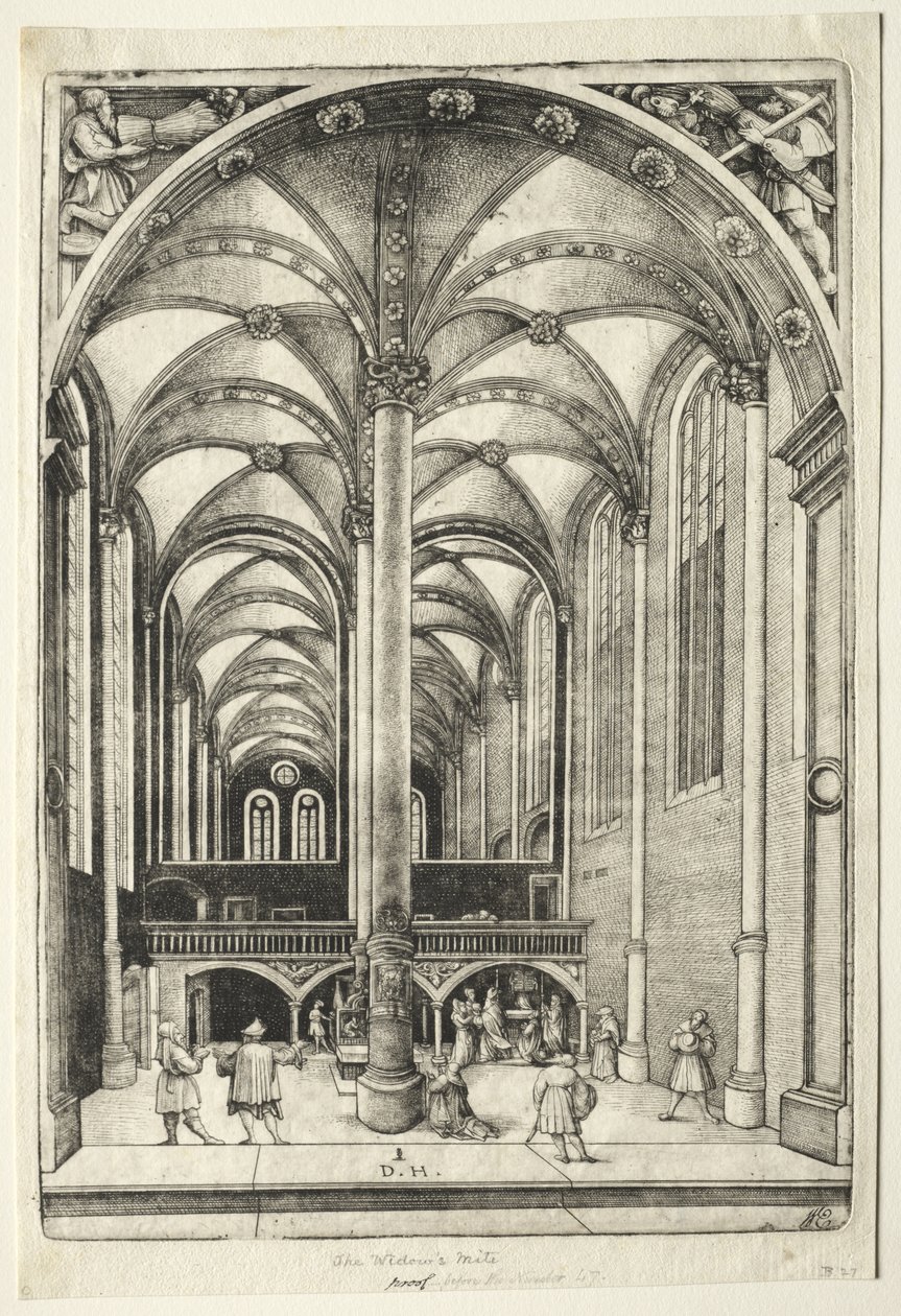Uitzicht in het interieur van de St. Catharinakerk in Augsburg door Daniel Hopfer