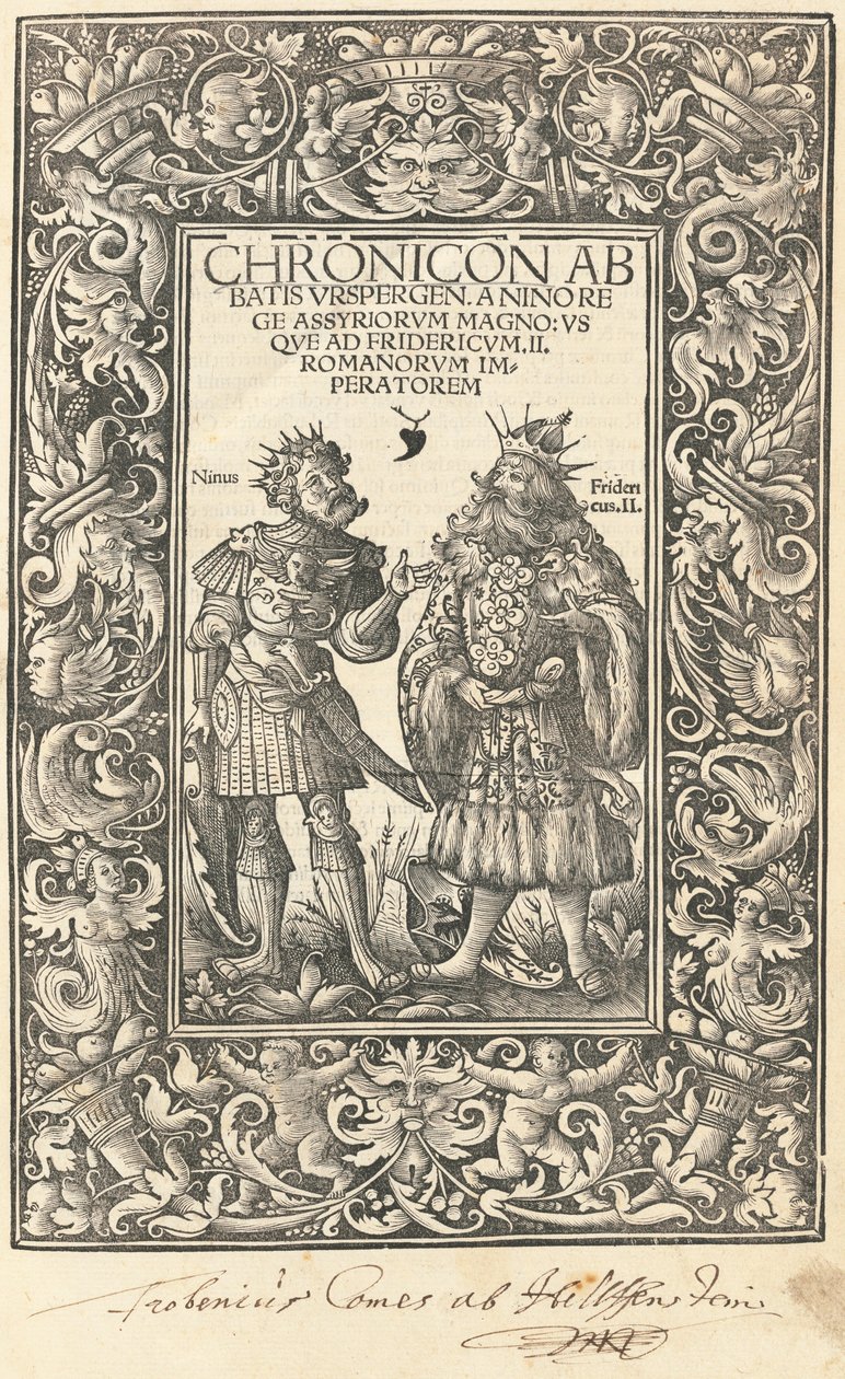 Chronicon Abbatis Urspergen door Daniel Hopfer and Burchardus Biberacensis, Provost of Ursperg