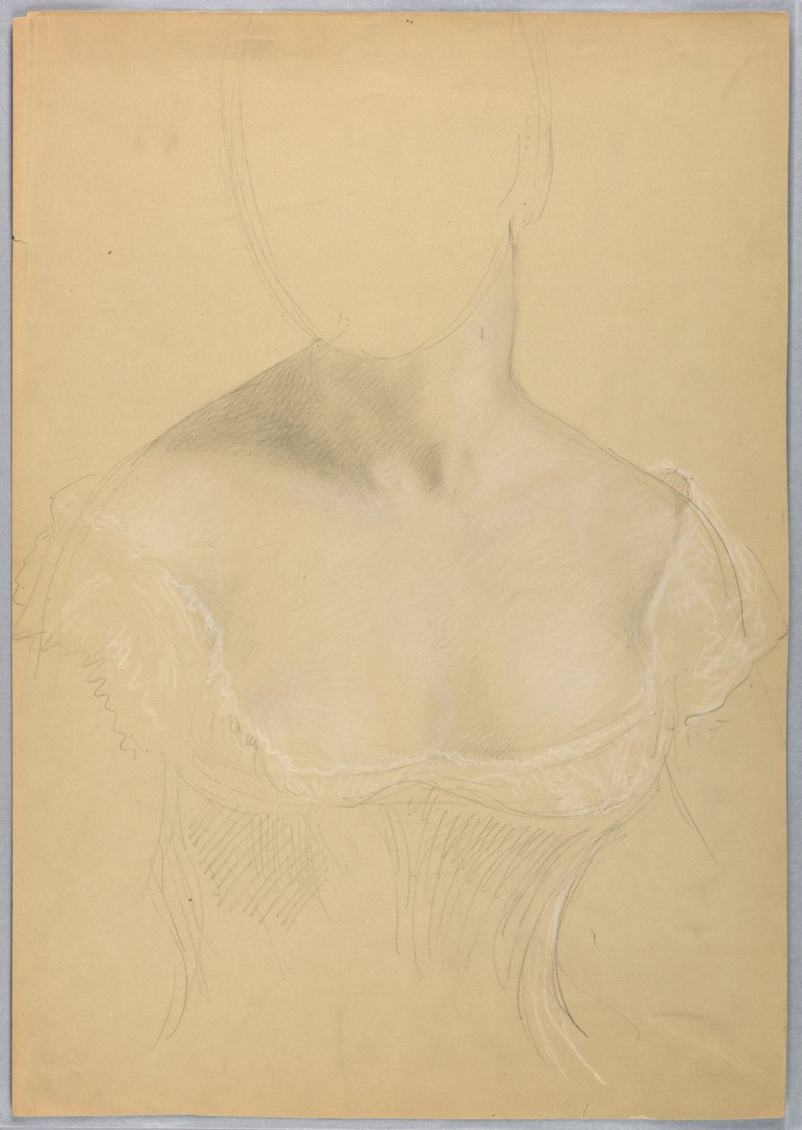 Borstbeeld van een vrouw, mogelijk studie voor portret van mevrouw Rutherford B. Hayes door Daniel Huntington
