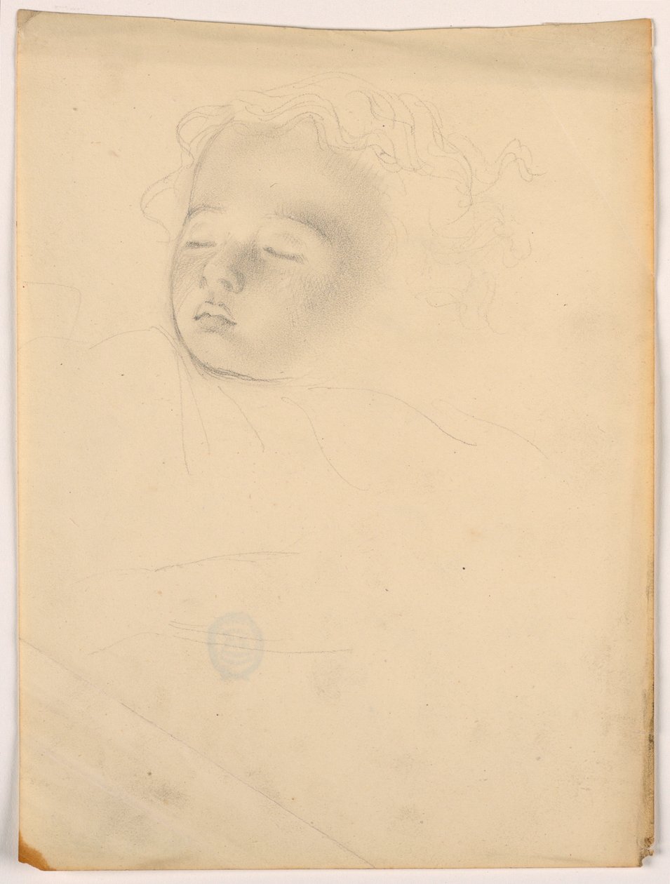 Tekening, slapend kind, 1840-45 door Daniel Huntington