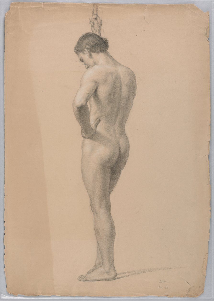 Tekening, Staand mannelijk naakt, november 1866 door Daniel Huntington