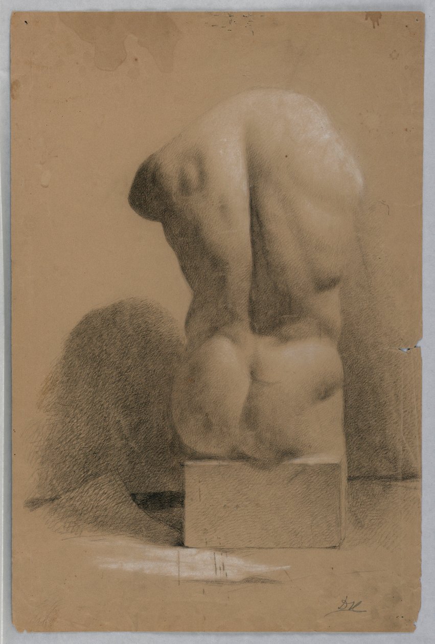 Tekening, Mannelijke torso van een gips, 1840 door Daniel Huntington