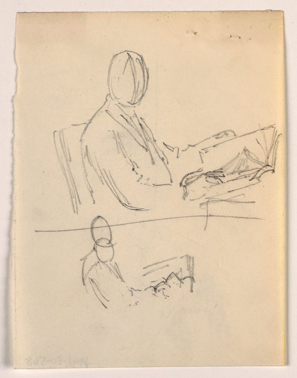 Tekening, Man zittend met een boek, 1879-86 door Daniel Huntington