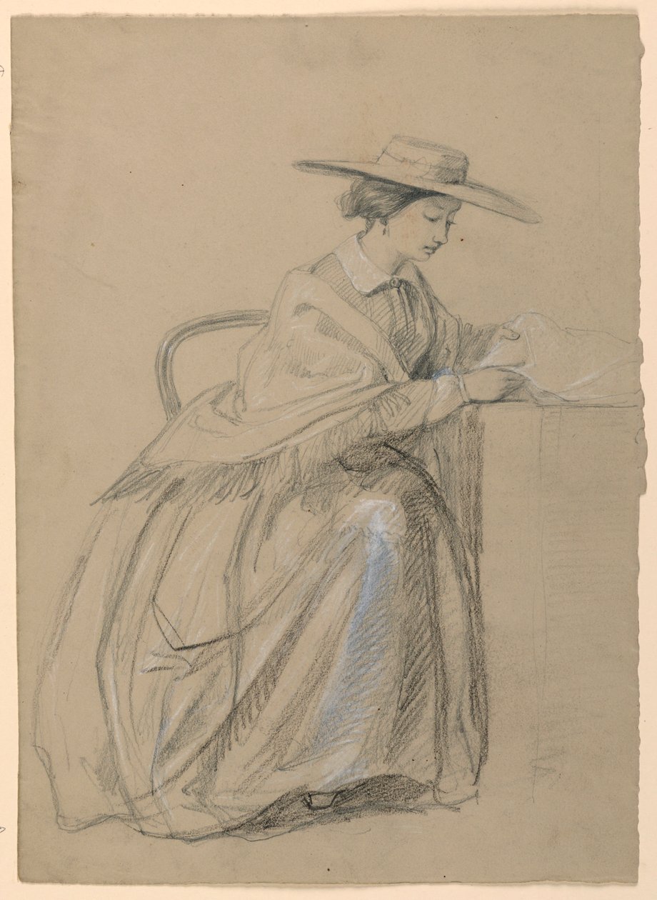 Tekening, Mrs. Sheppard Gandy zittend, 1859 door Daniel Huntington