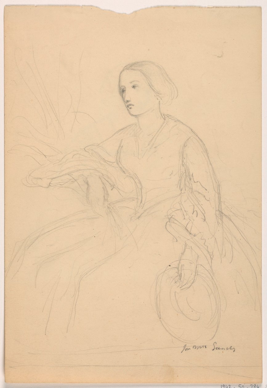 Tekening, Mrs. Sheppard Gandy zittend; Verso: Mrs. Sheppard Gandy zittend, 1859 door Daniel Huntington