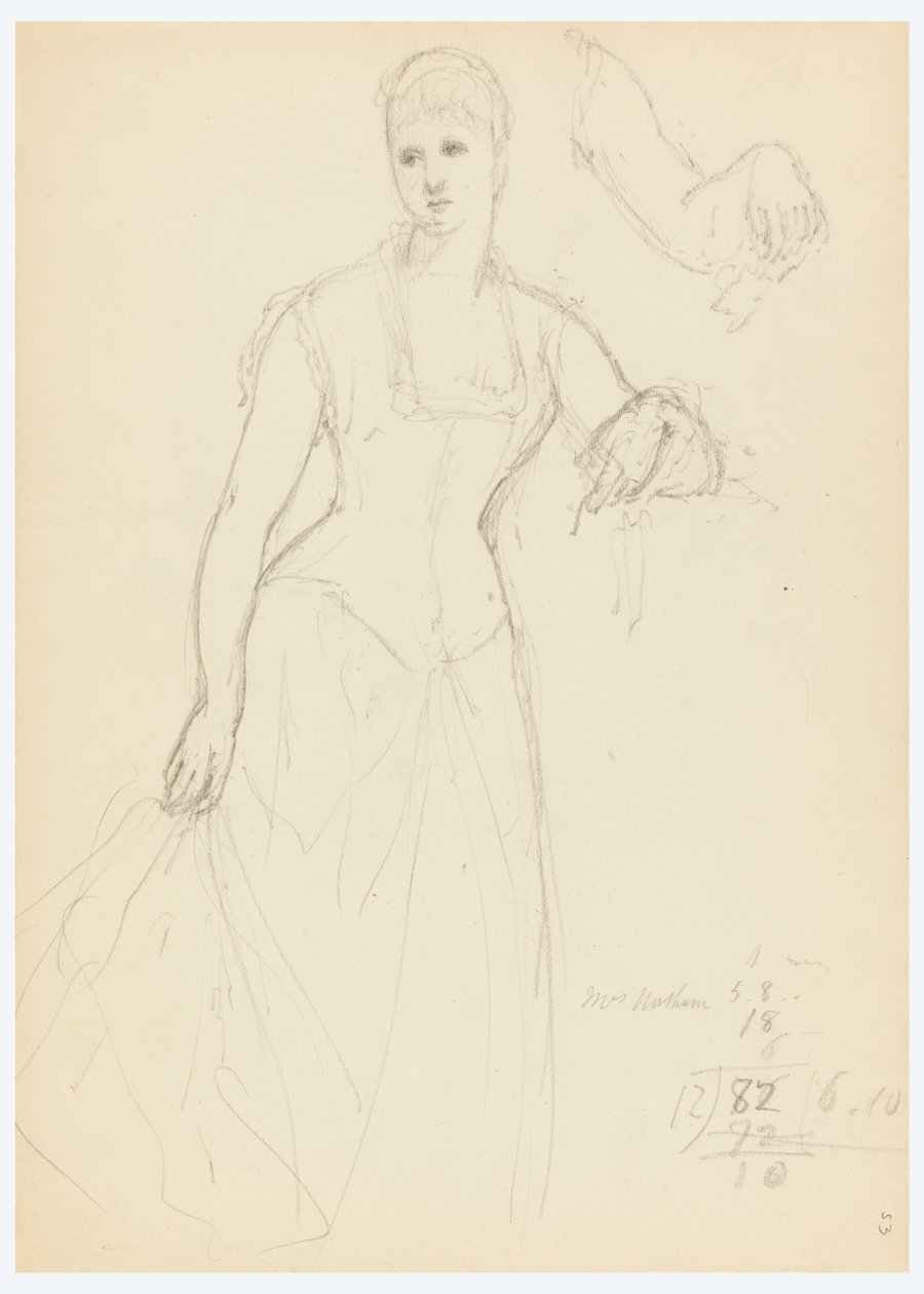 Tekening, Schets voor een portret van Bella Worsham, 1878 door Daniel Huntington