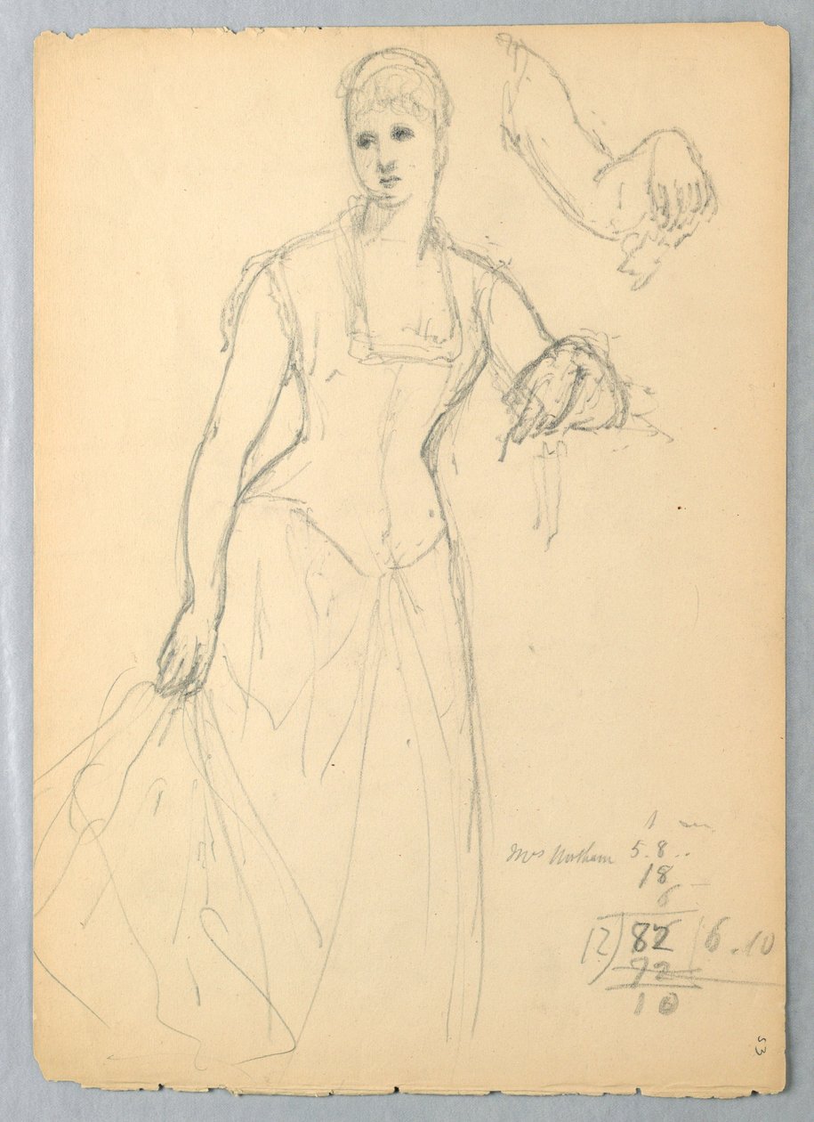 Tekening, Schets voor een portret van Bella Worsham, 1878 door Daniel Huntington