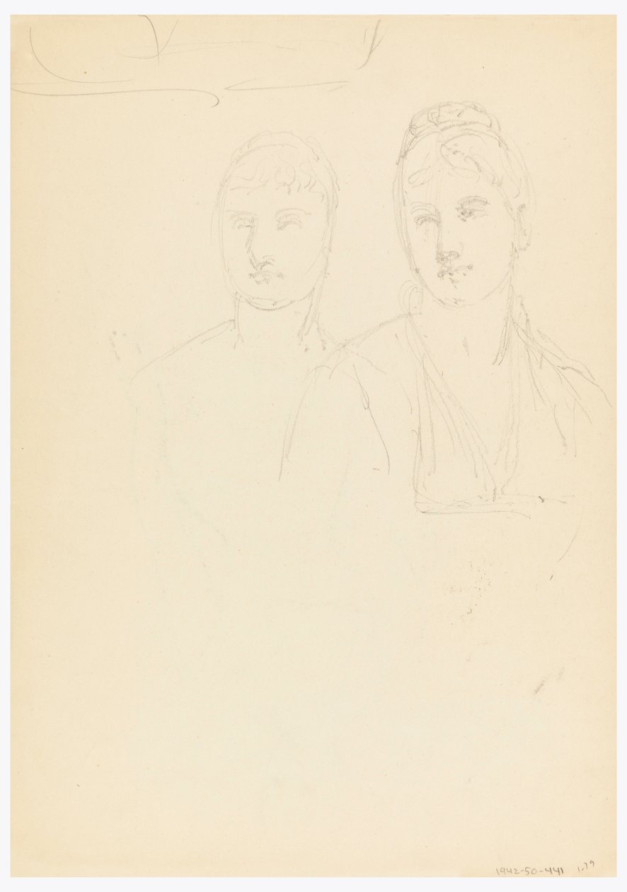 Tekening, Schets voor een portret van Bella Worsham, 1878 door Daniel Huntington
