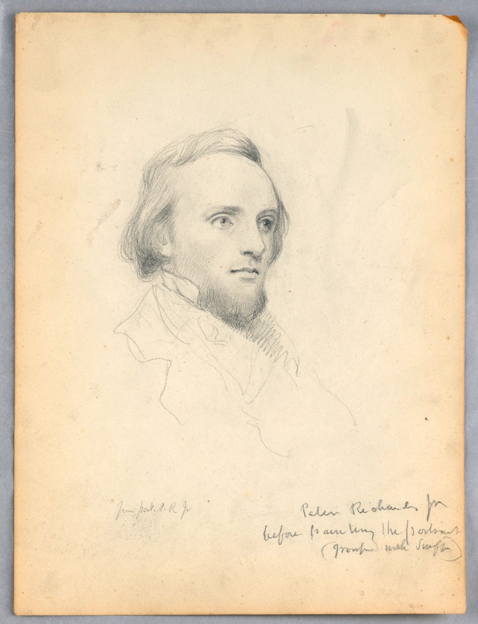Tekening, Schets van het hoofd van Peter Richards voor zijn portret, 1849 door Daniel Huntington