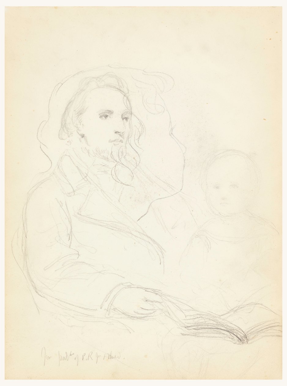 Tekening, Schetsen voor "Les van Liefde" en portret van Peter Richards, Jr., 1849 door Daniel Huntington