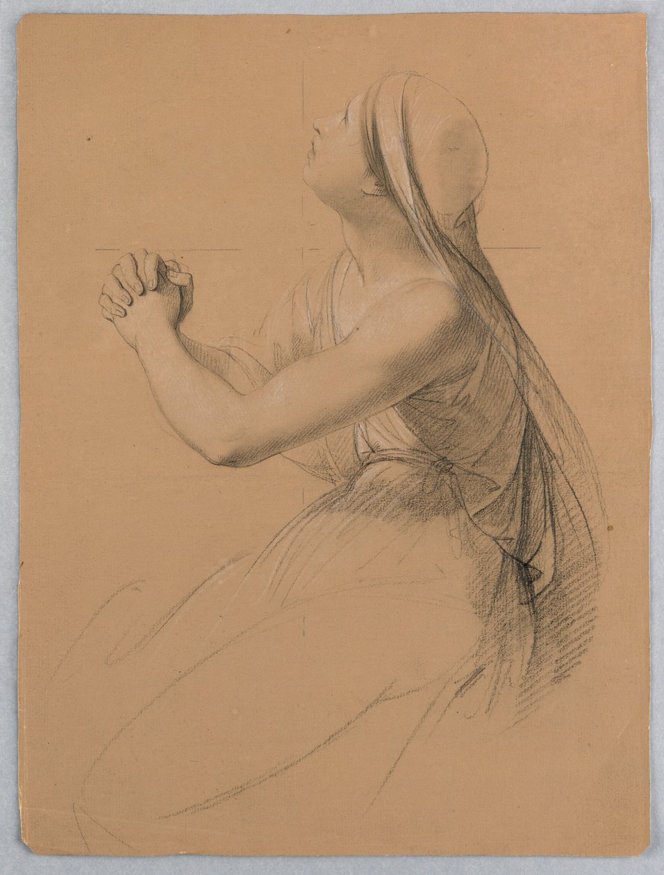 Tekening, Studie voor "Communie van t, 1844 door Daniel Huntington