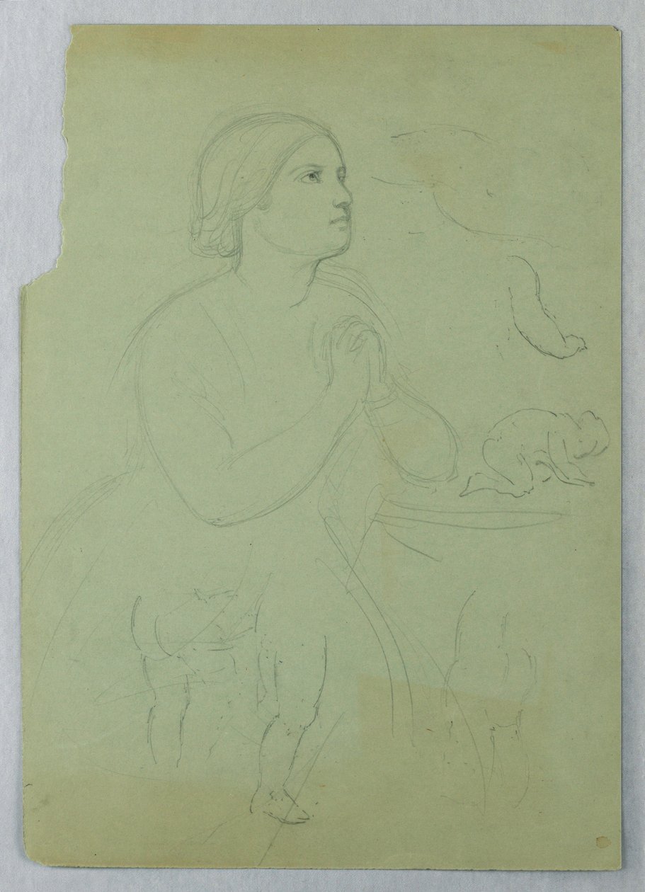 Tekening, Studie voor "Communie van t, 1845 door Daniel Huntington