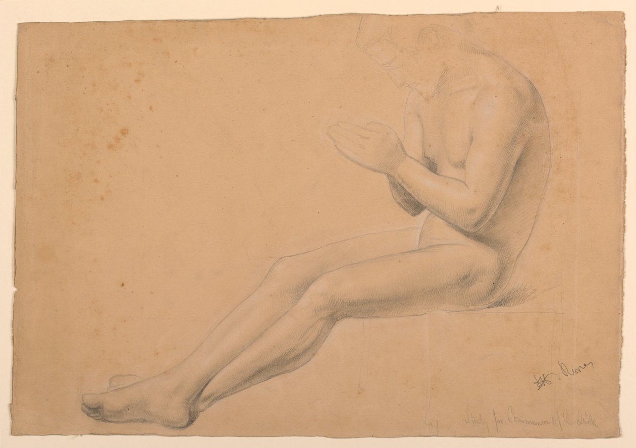 Tekening, Studie voor "Ziekencommunie", 1844-45 door Daniel Huntington