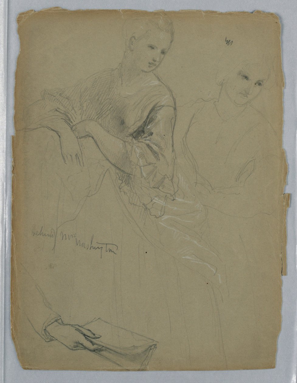 Tekening, Studie voor "Martha Washington Receptie", 1869 door Daniel Huntington