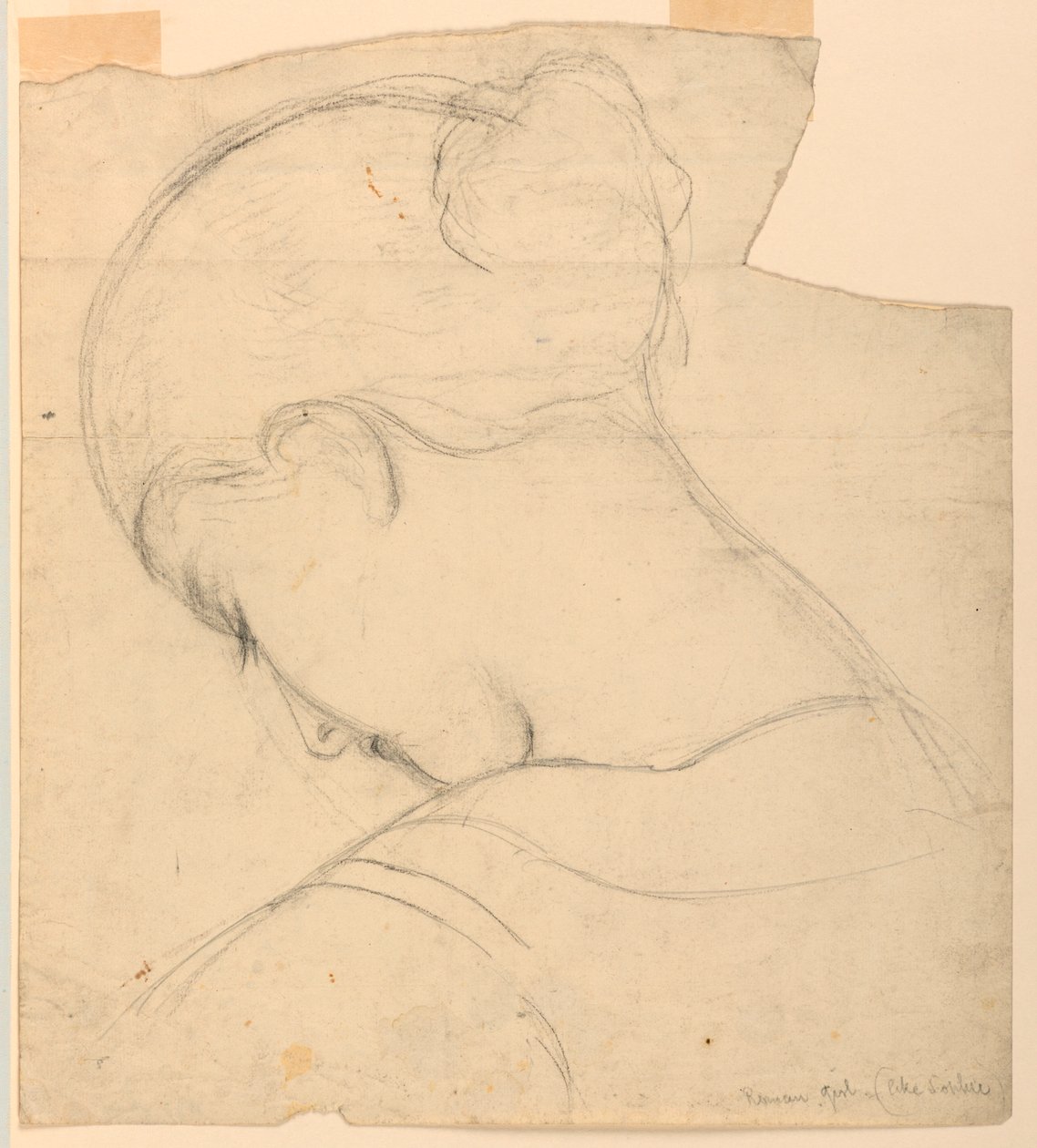 Tekening, Studie voor "Romeins meisje", Hoofd van een vrouw, 1841 door Daniel Huntington