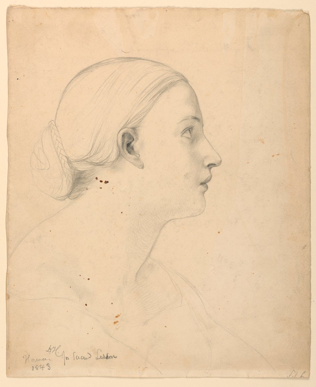 Tekening, Studie voor "Heilige les", 1843 door Daniel Huntington
