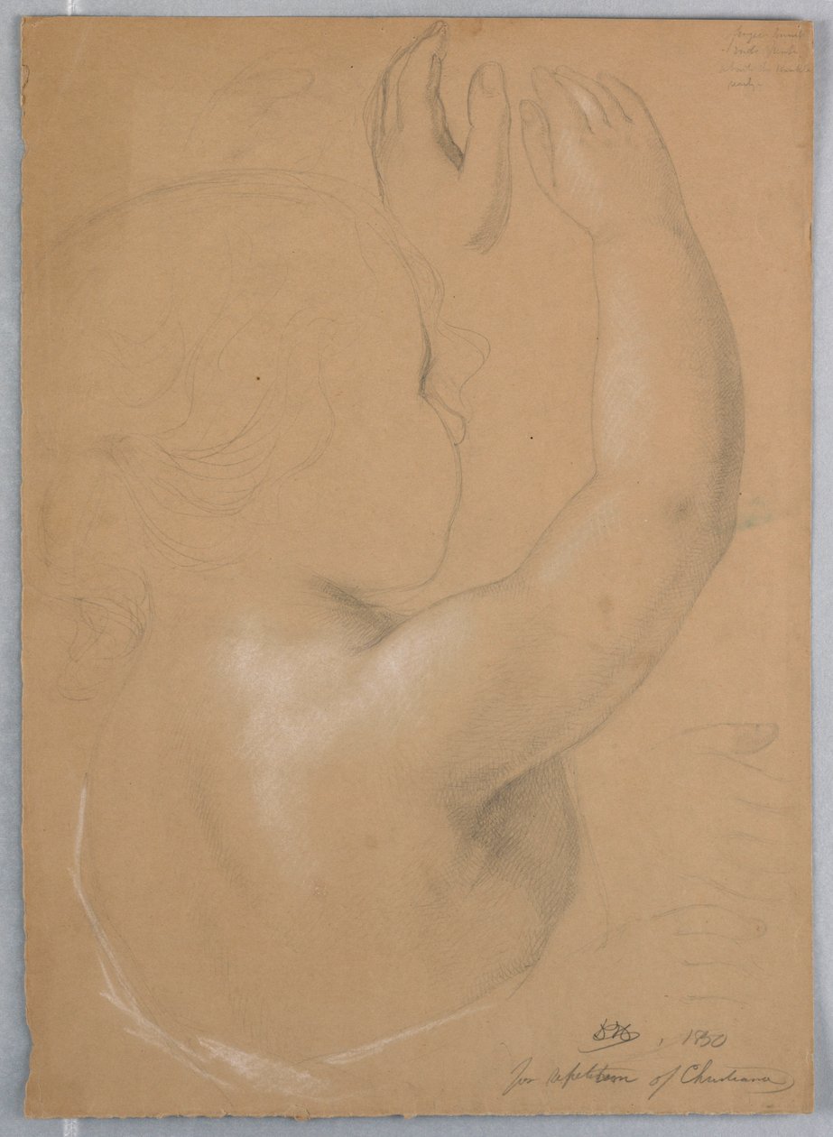 Tekening, Studie voor een duplicaat van "Repititie van Christiana", 1850 door Daniel Huntington