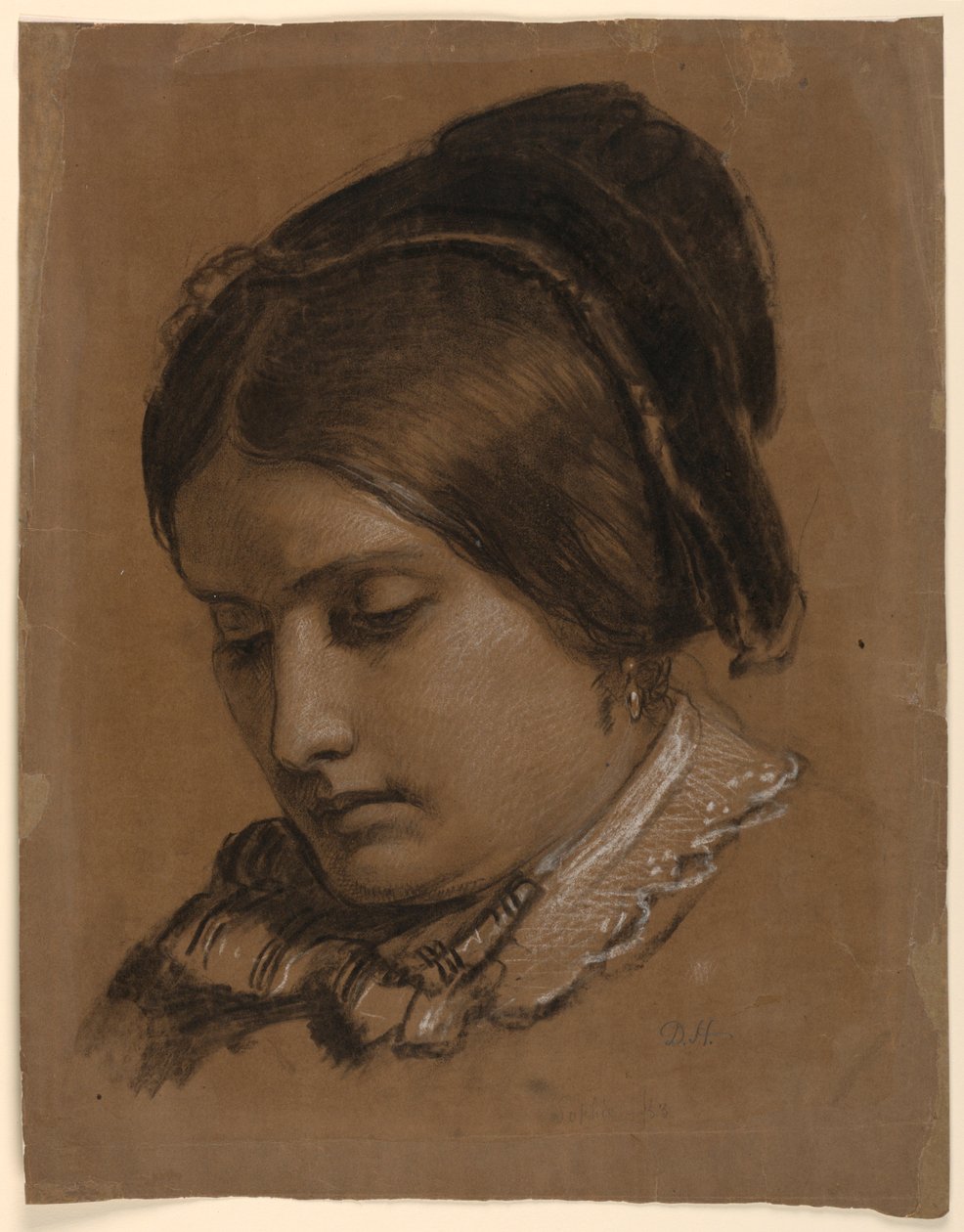 Tekening, De vrouw van de kunstenaar Sophie, 1853 door Daniel Huntington