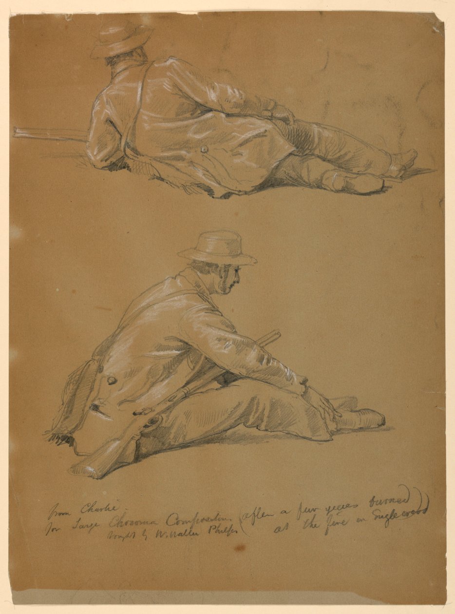 Tekening, Twee studies van de kunstenaar, 1864 door Daniel Huntington