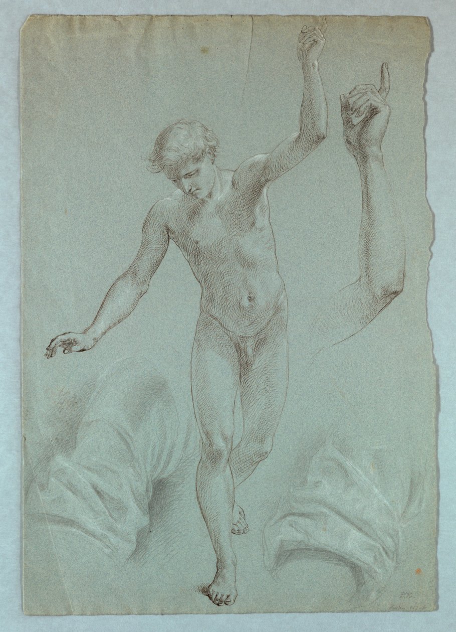 Naakte Engel, Arm van Engel, en Draperiestudies, Studie voor "Droom van Genade" door Daniel Huntington