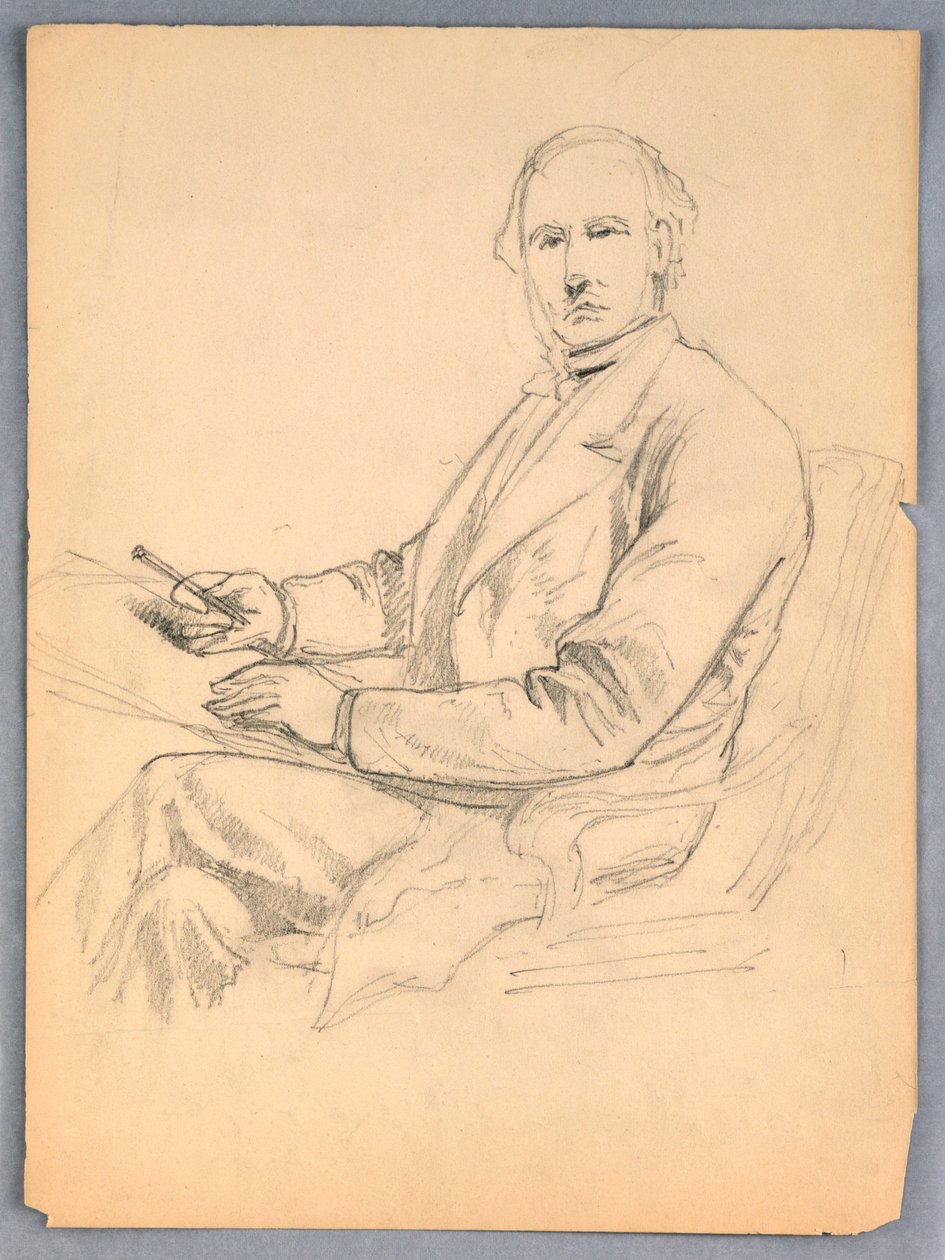 Schets voor Portret van een Zittende Man door Daniel Huntington