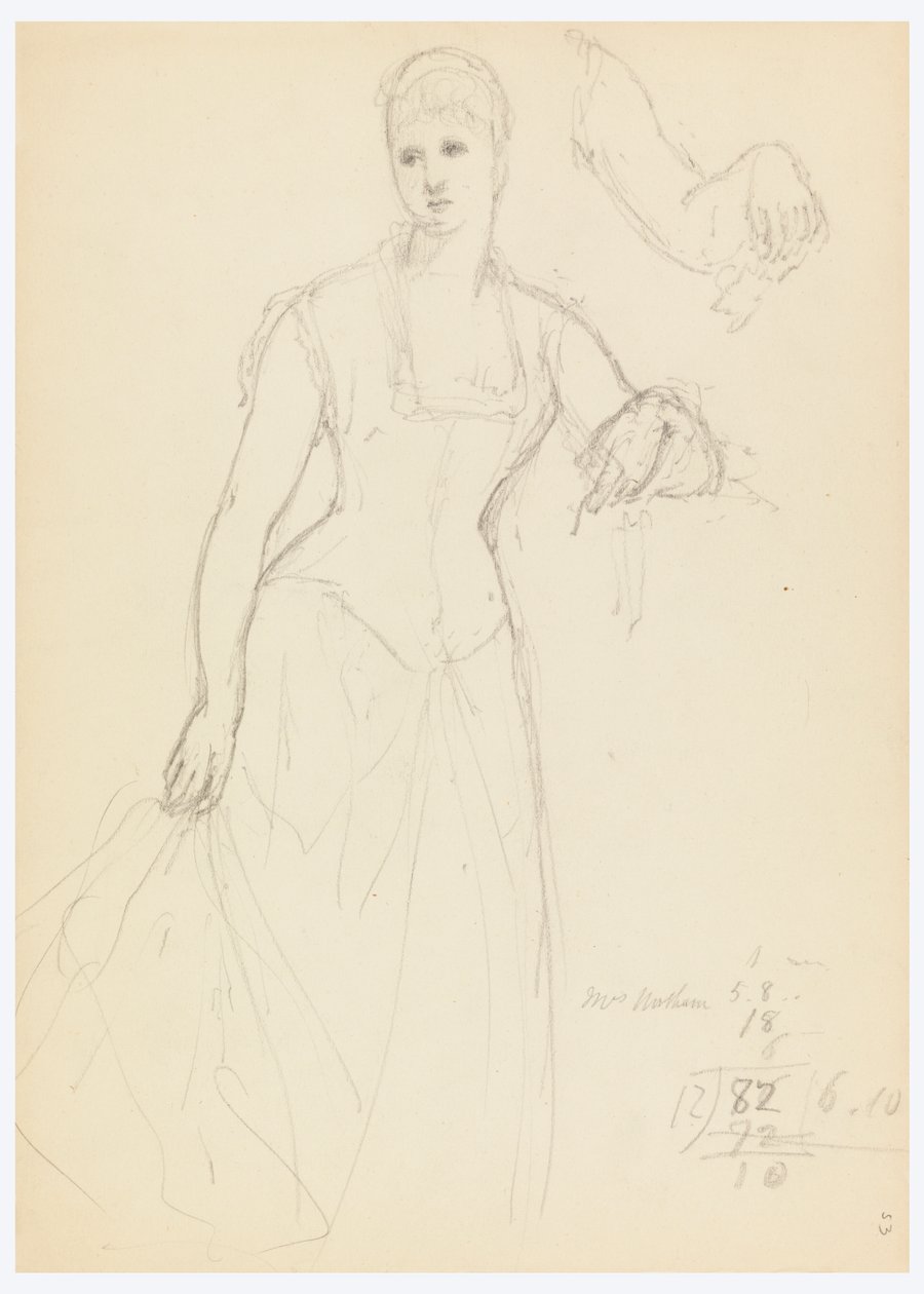 Schets voor een portret van Bella Worsham door Daniel Huntington
