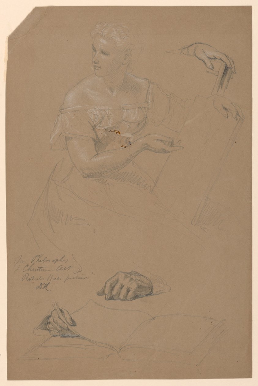 Studie van vrouw voor "Filosofie en christelijke kunst" door Daniel Huntington