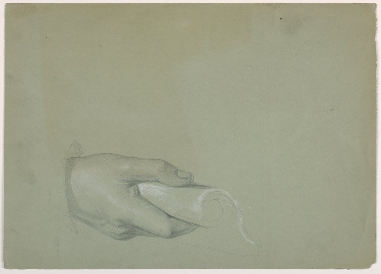 Studie van een mannenhand voor "Schuldbetaling" door Daniel Huntington