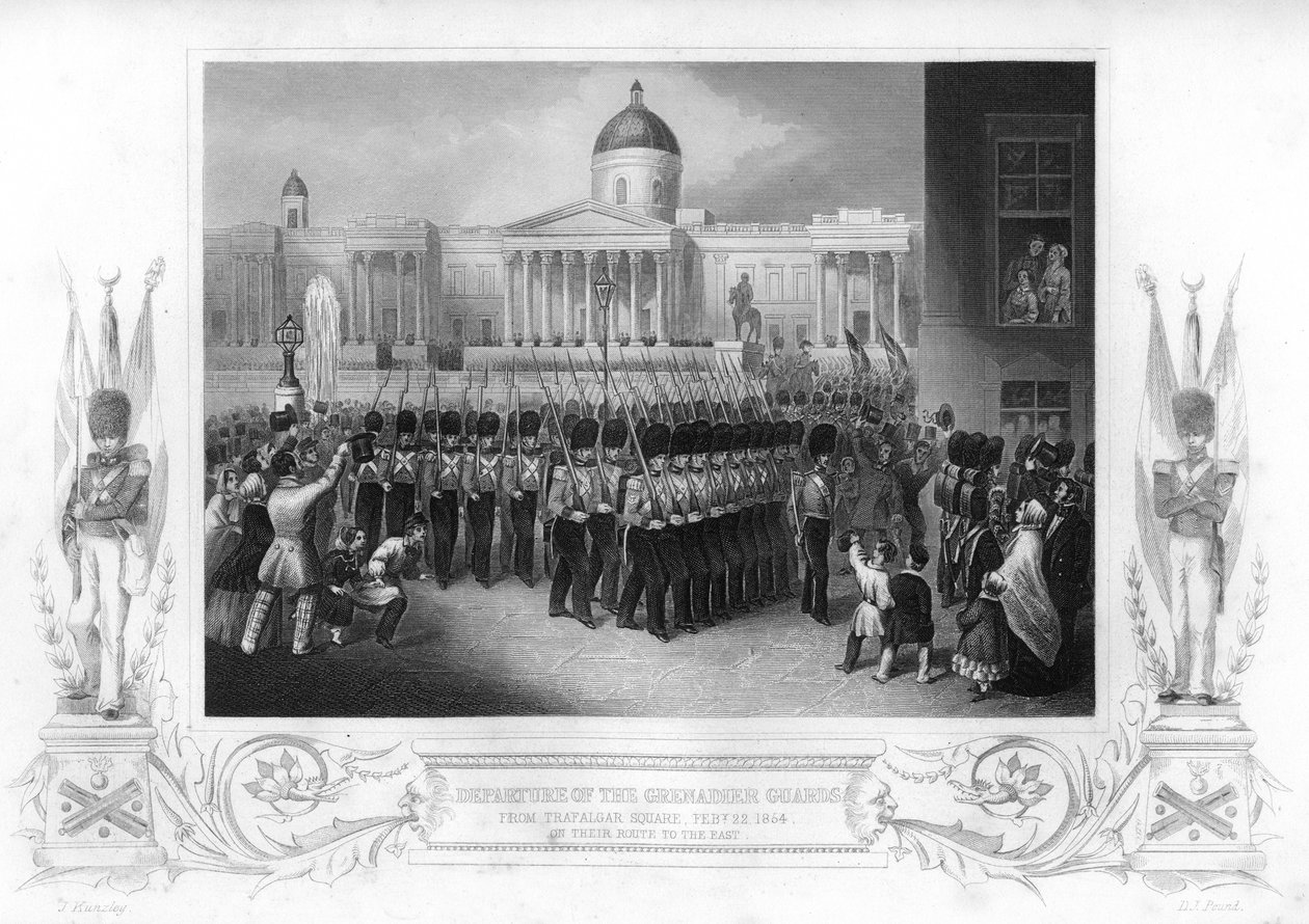 Het vertrek van de Grenadier Guards, Trafalgar Square, Londen, 1854 1857 door Daniel John Pound