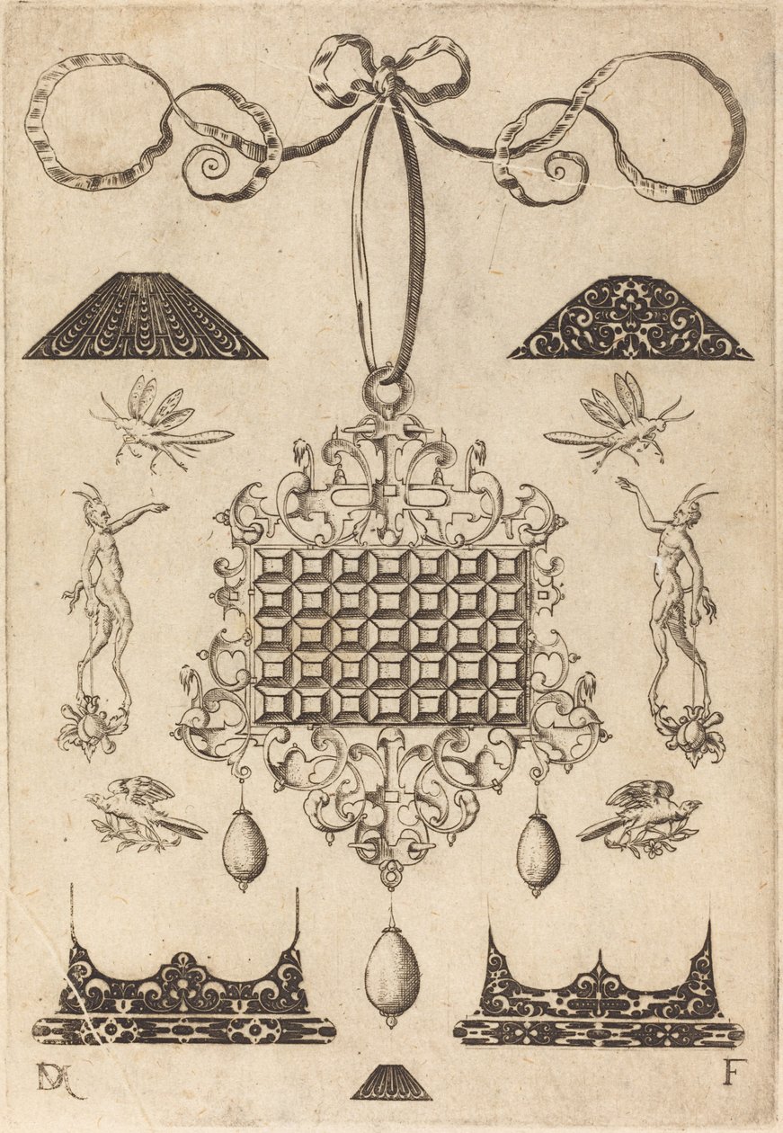 Grote Hanger met Vierkant met 35 Platte Stenen door Daniel Mignot