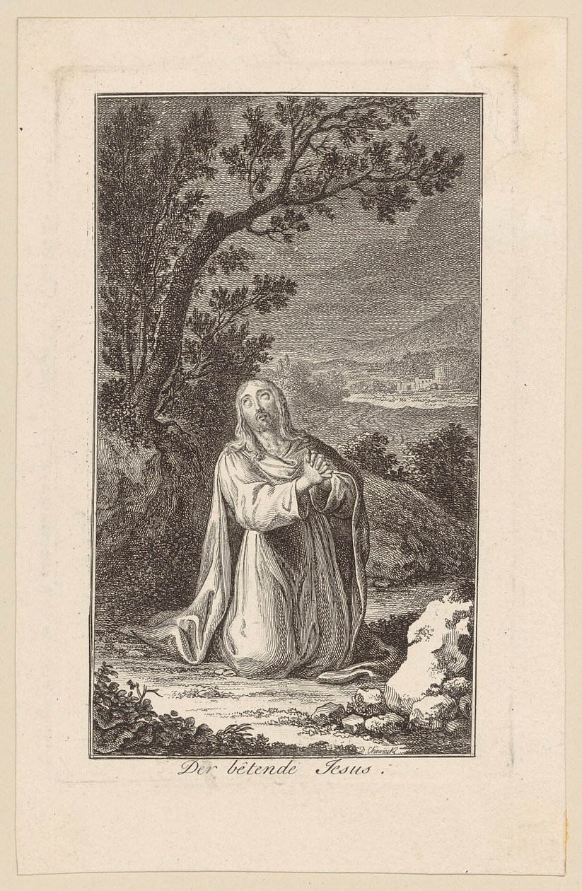 Jezus in gebed door Daniel Nikolaus Chodowiecki
