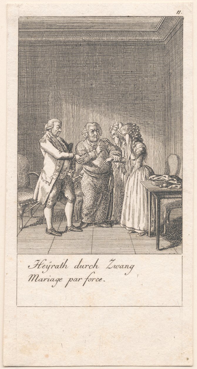 Motieven voor huwelijk en hun gevolgen. Bl. 11 door Daniel Nikolaus Chodowiecki