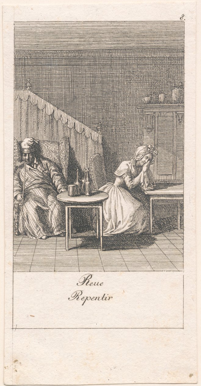 Motieven voor huwelijk en hun gevolgen. Bl. 8 door Daniel Nikolaus Chodowiecki
