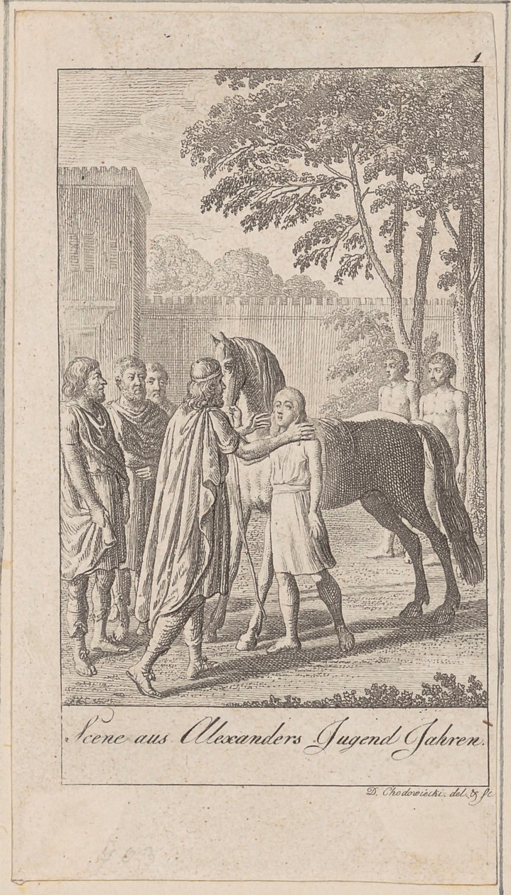 Blad 1 bij „Oude, middeleeuwse en moderne geschiedenis” door Daniel Nikolaus Chodowiecki