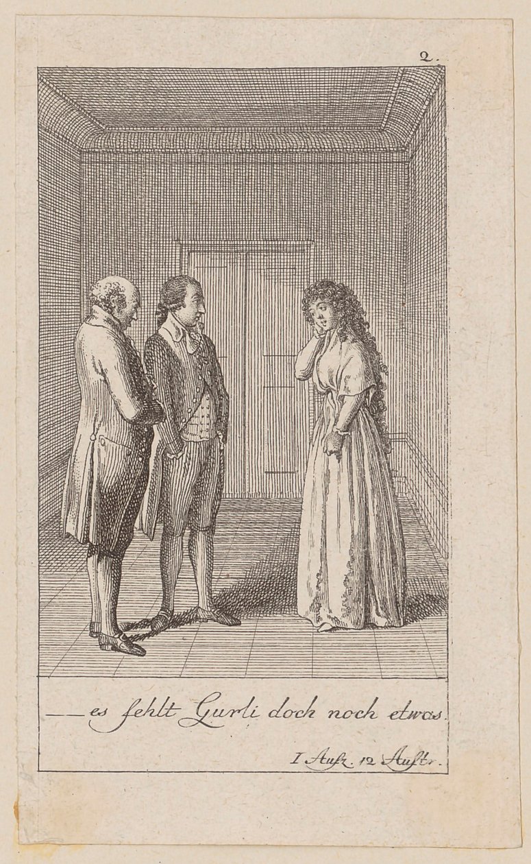 Blad 2 bij August von Kotzebues "De indianen in Engeland" door Daniel Nikolaus Chodowiecki