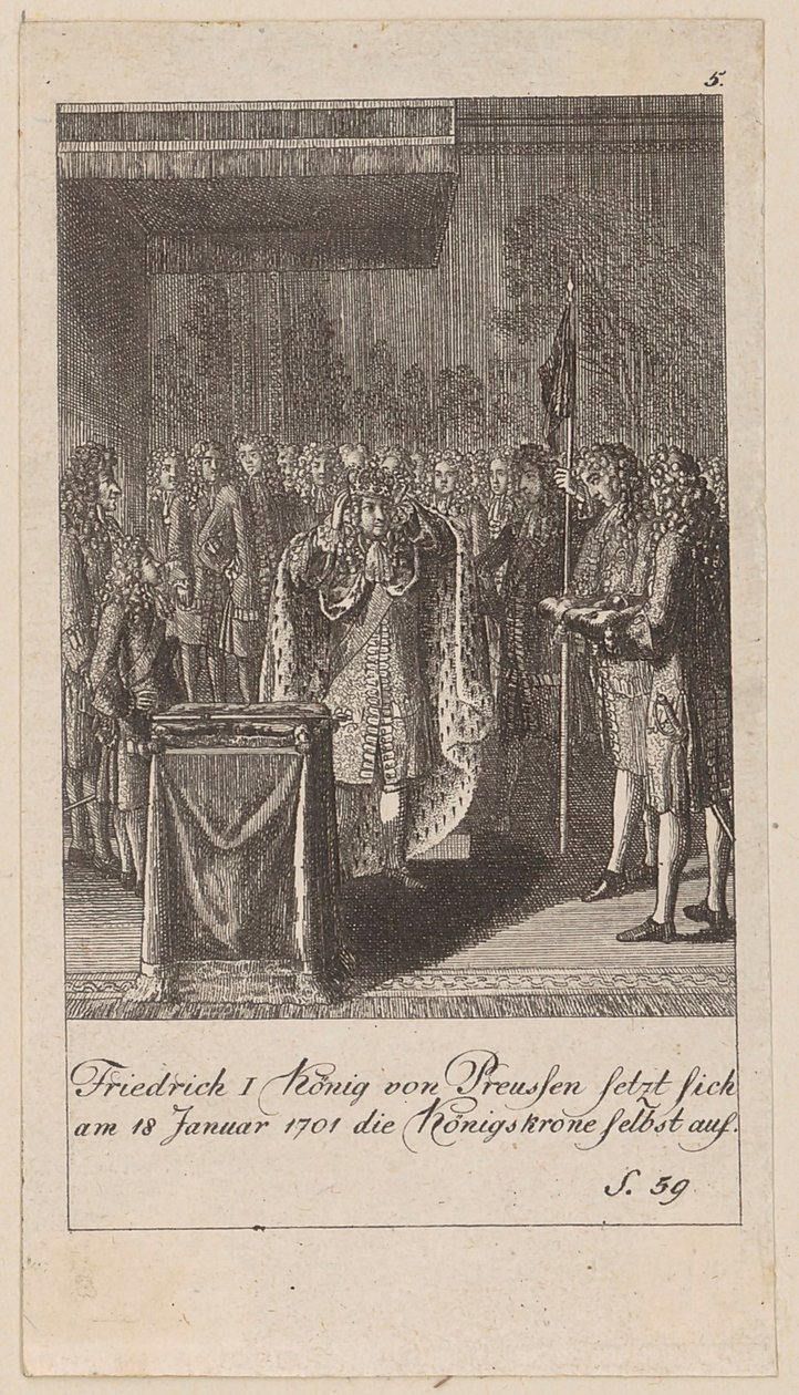 Blad 5 uit de reeks "Geschiedenis van Brandenburg" door Daniel Nikolaus Chodowiecki