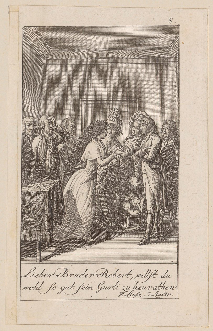 Plaat 8 bij "De indianen in Engeland" van August von Kotzebue door Daniel Nikolaus Chodowiecki