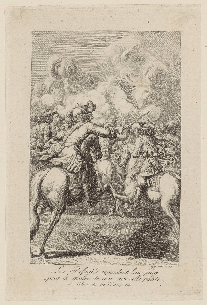 Blad uit de „Mémoires [...] des réfugiés”, zevende deel door Daniel Nikolaus Chodowiecki