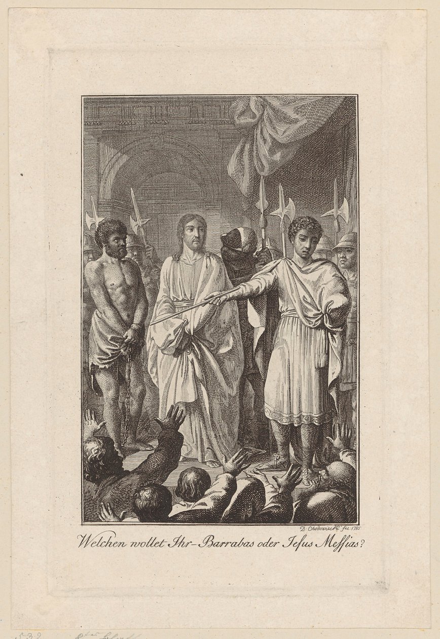 Jezus en Barabbas voor Pilatus door Daniel Nikolaus Chodowiecki