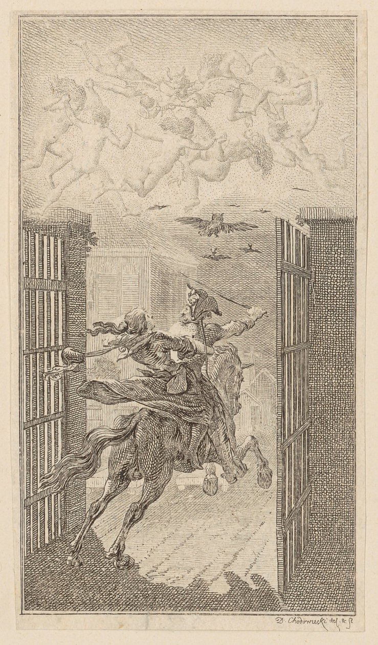Lenore, blad 3 uit het eerste nummer van de „Gedichten van Gottfried August Bürger” door Daniel Nikolaus Chodowiecki