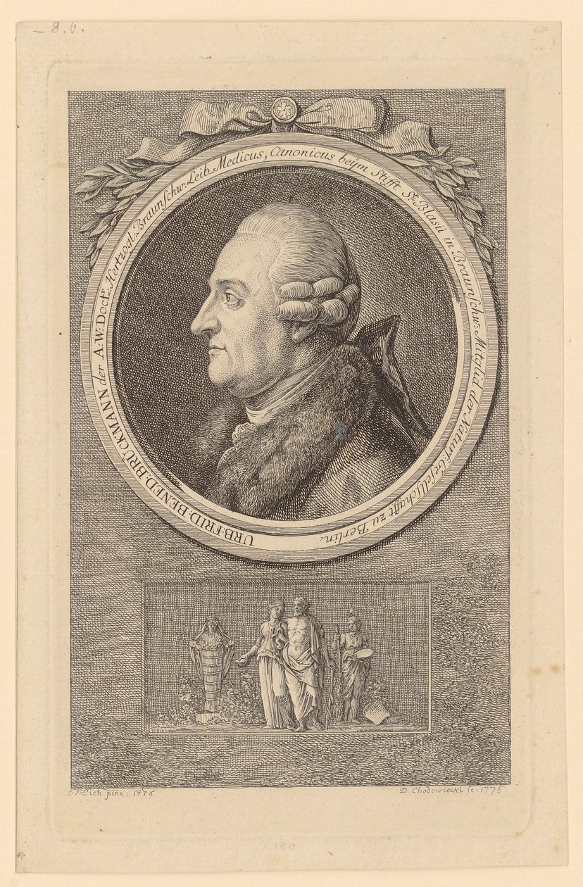 Portret van U. F. B. Brückmann door Daniel Nikolaus Chodowiecki