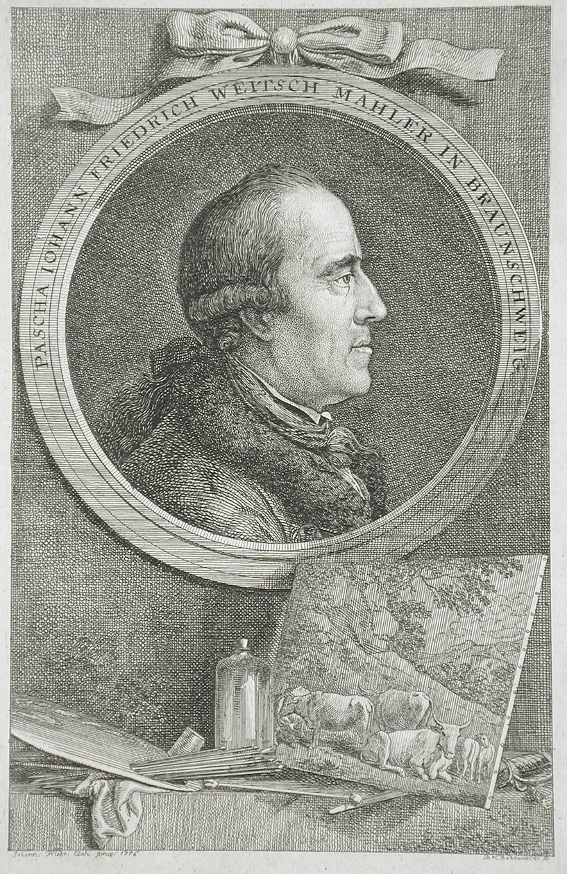 Portret van Pascha Johann Friedrich Weitsch Mahler in Braunschweig door Daniel Nikolaus Chodowiecki